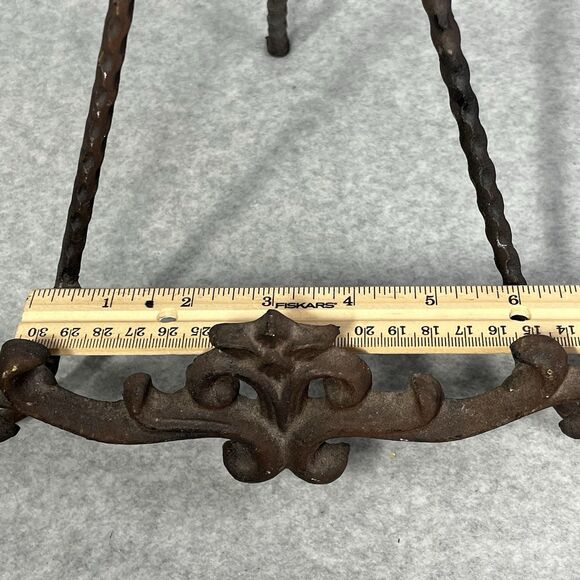 Vtg Ornate Cast Iron Easel Stand 15” Display Frame Plate Book Artifact Rustic - Picture 12 of 16